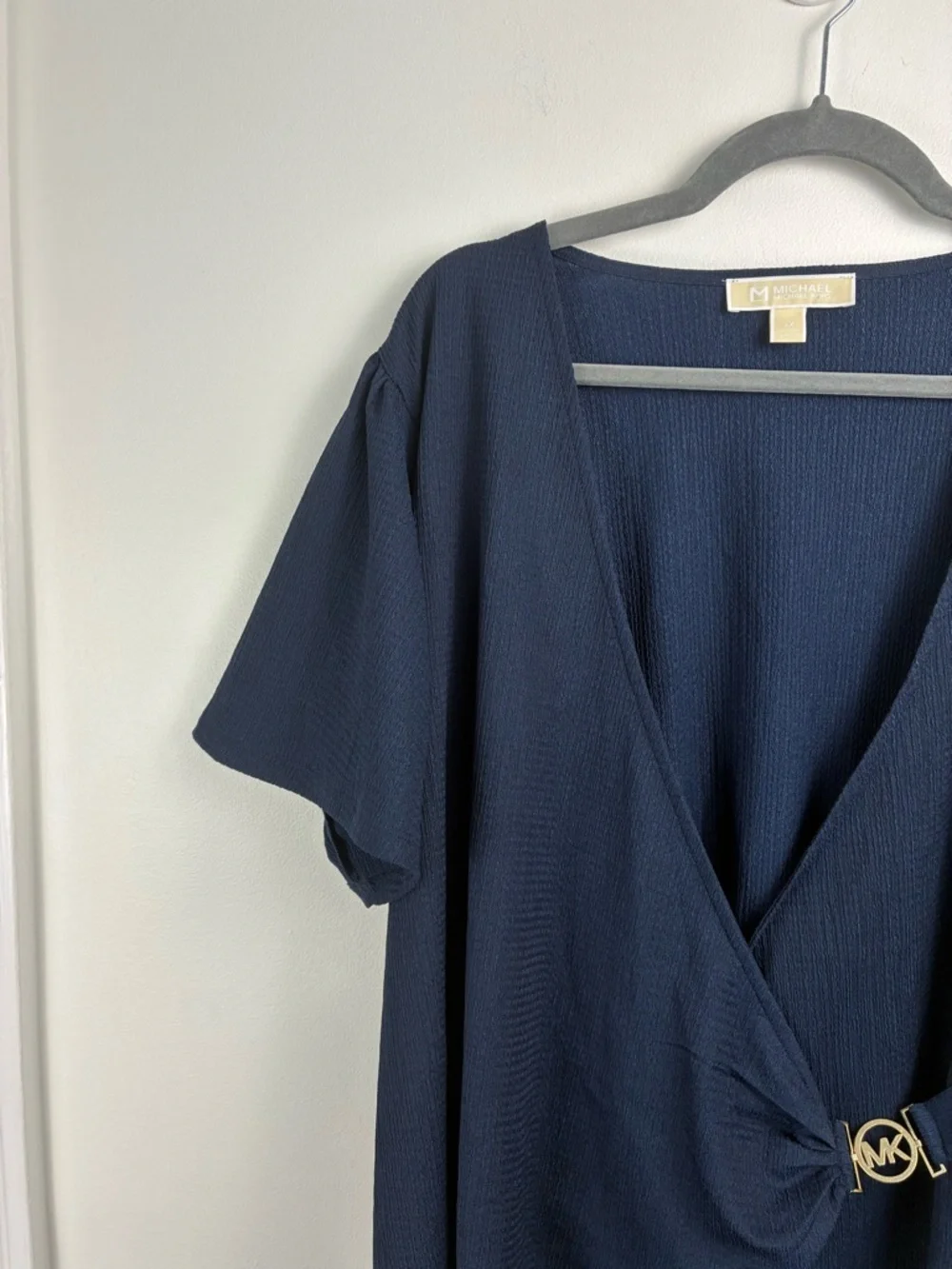 Michael Kors Wrap Style Top | Navy Blue | Buckle Detail - Picture 3 of 5